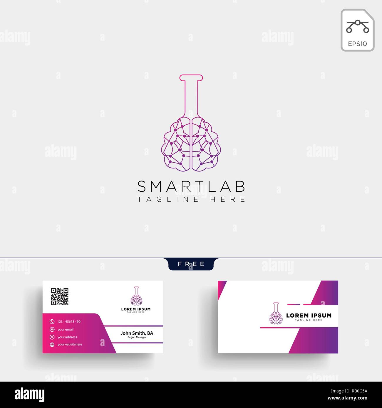 Laboratoire du cerveau science logo template vector illustration et carte de visite, papier à en-tête, papier Illustration de Vecteur