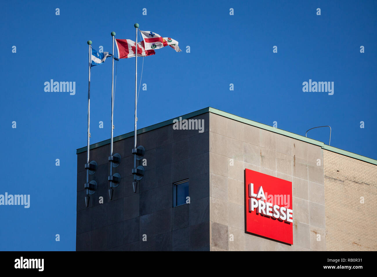 Montréal, Canada - le 4 novembre 2018 : La Presse logo sur leur bureau  principal à Montréal, Québec. La presse est un journal numérique du Québec  et site d'infos Photo Stock - Alamy
