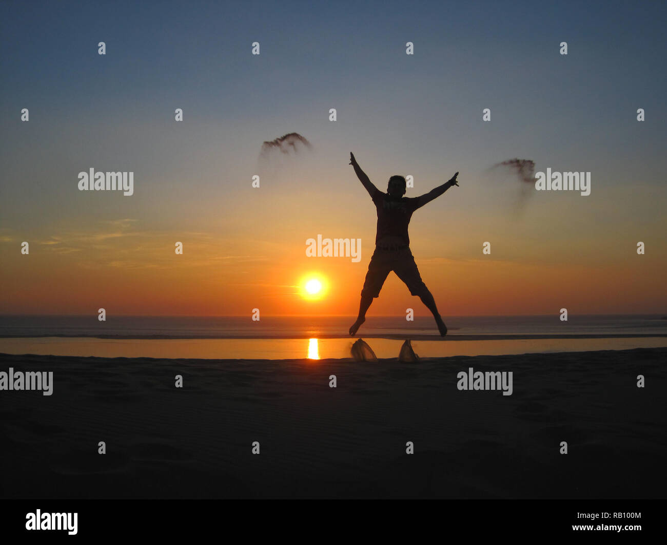 Coucher du soleil à Dune du Pilat, France Banque D'Images