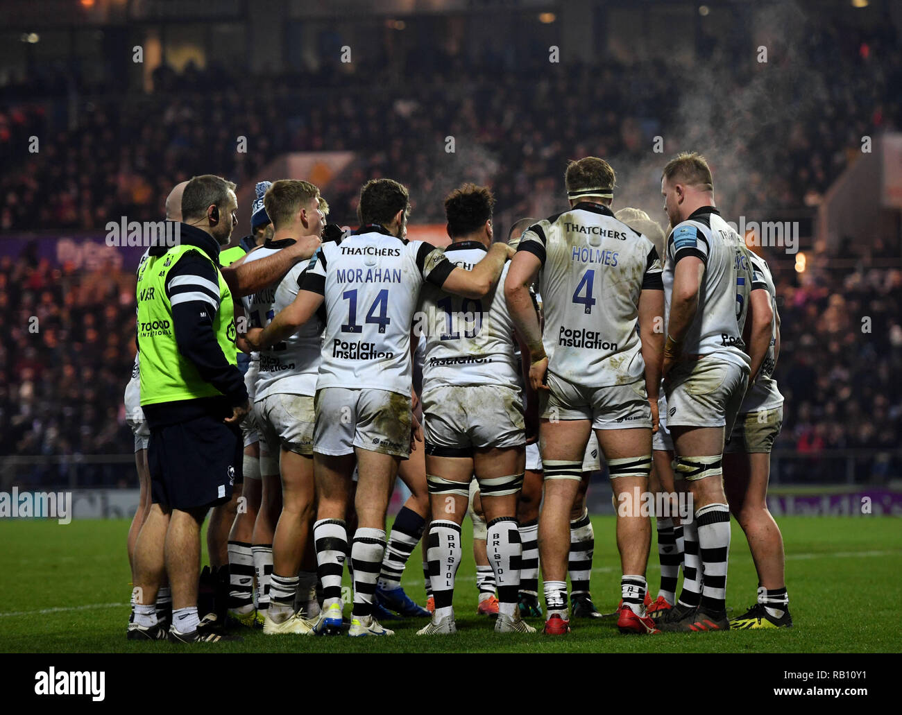 Bristol des joueurs durant les ours Gallagher Premiership match au parc de sable, Exeter. Banque D'Images