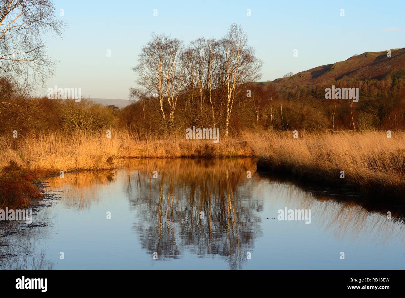 Cors Caron Réserve naturelle nationale vaste zone de terres humides en fin de soirée lite sunset Tregaron Ceredigion Pays de Galles Cymru UK Banque D'Images