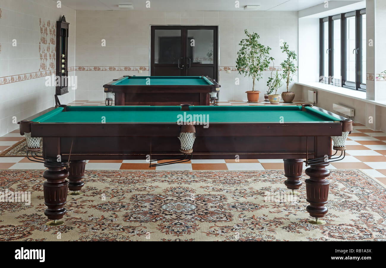 L'intérieur de la chambre pour une partie de billard Banque D'Images