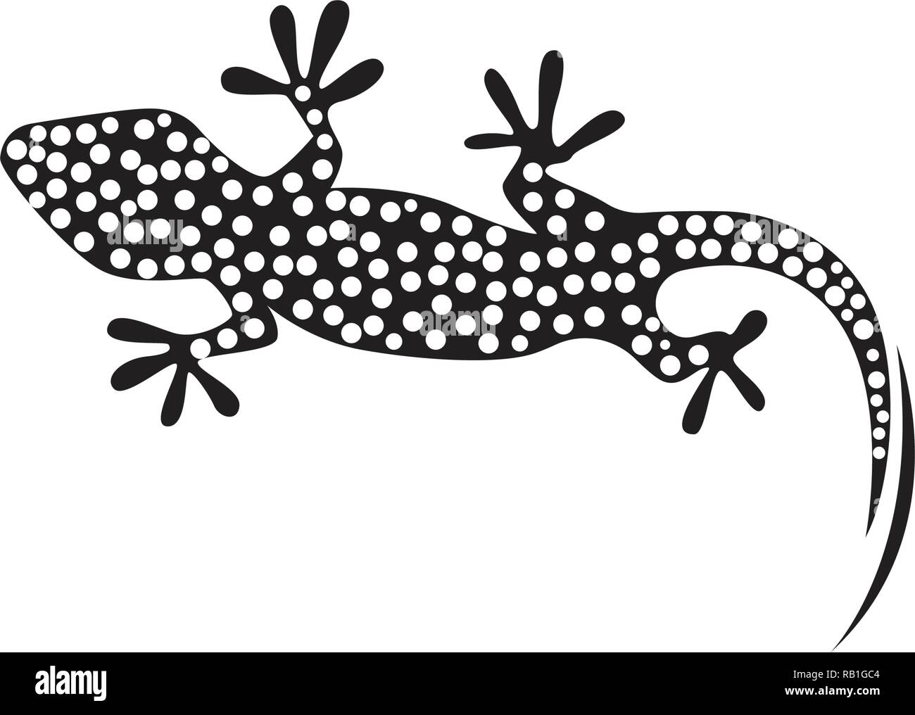 Caméléon lézard Gecko black Silhouette Illustration de Vecteur
