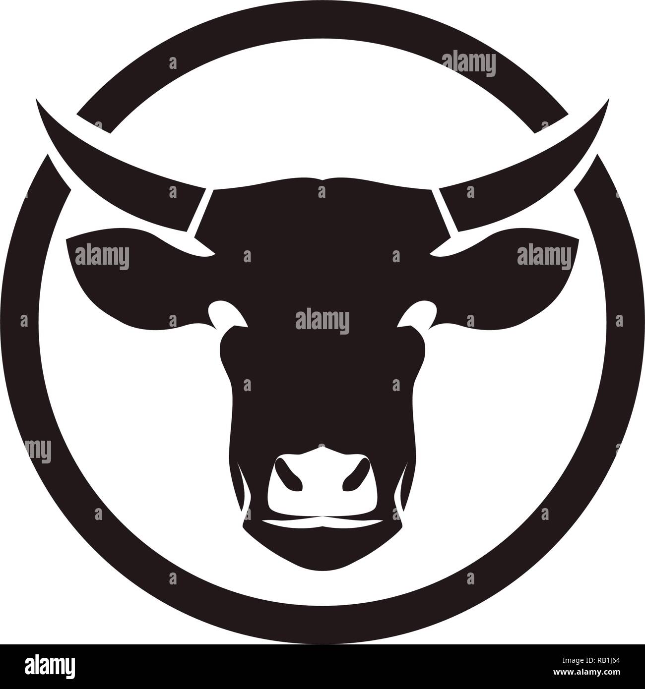 Symboles de Cow Head vector logo noir modèle Illustration de Vecteur