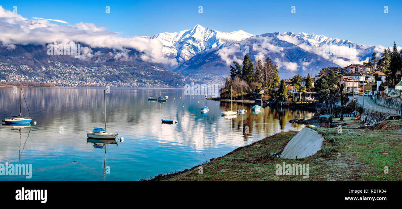 Paysage du Lac Majeur de Vira Gambarogno, Suisse Banque D'Images