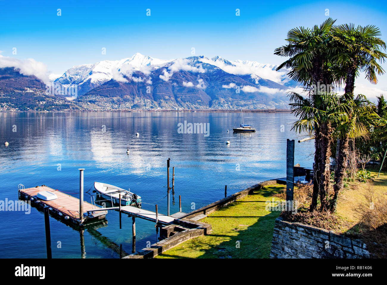 Paysage du Lac Majeur de Vira Gambarogno, Suisse Banque D'Images