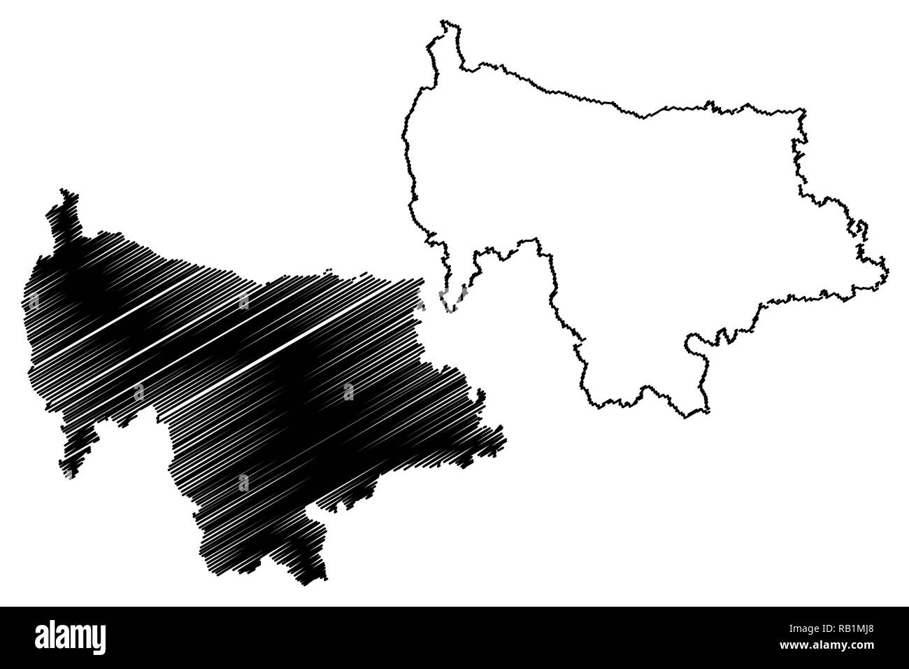 Mymensingh (divisions administratives du Bangladesh) map vector illustration gribouillage, croquis Mymensingh site Illustration de Vecteur