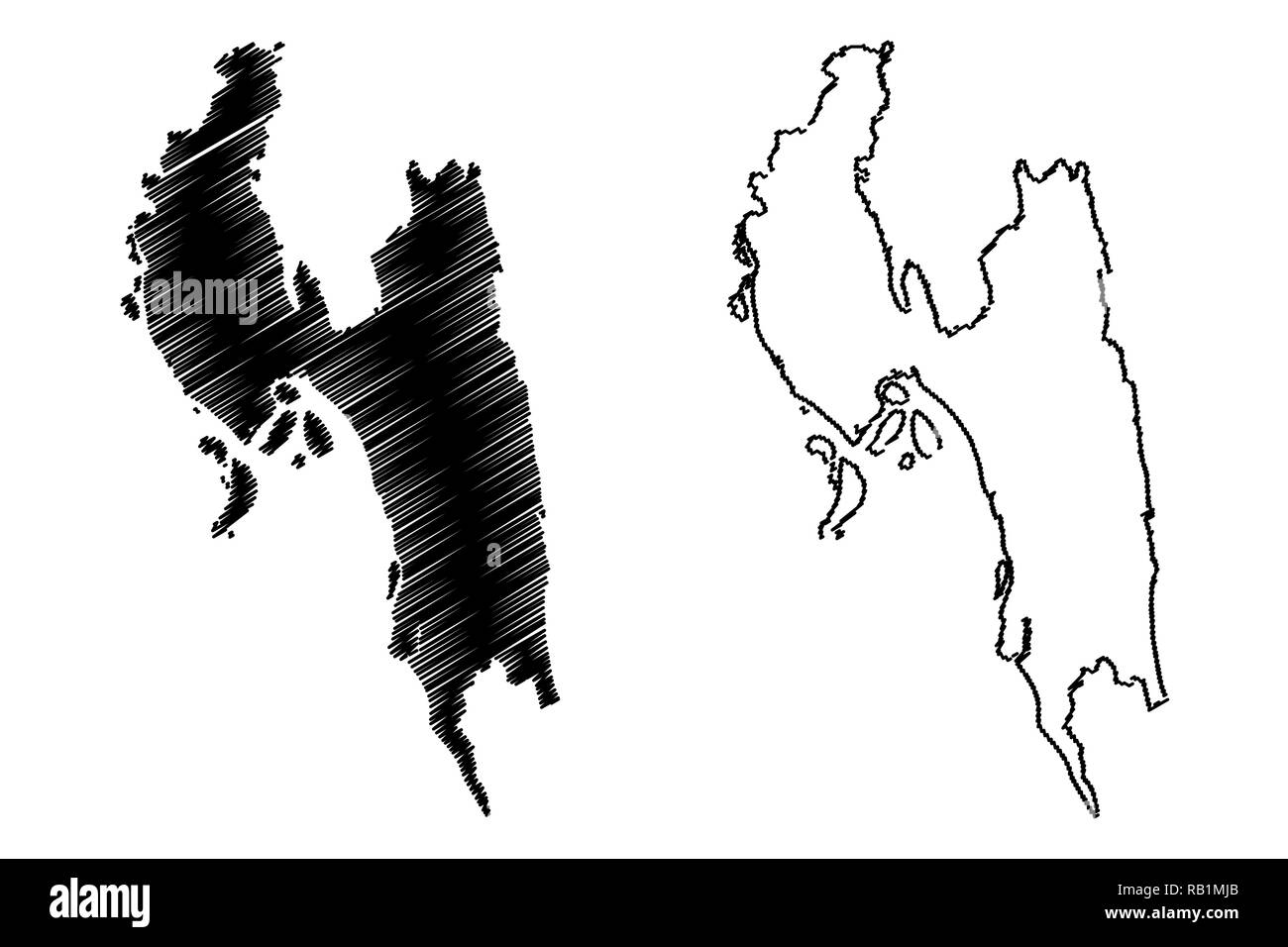 La Division de Chittagong (divisions administratives du Bangladesh) map vector illustration, croquis Gribouillage à l'Chattogram site Illustration de Vecteur