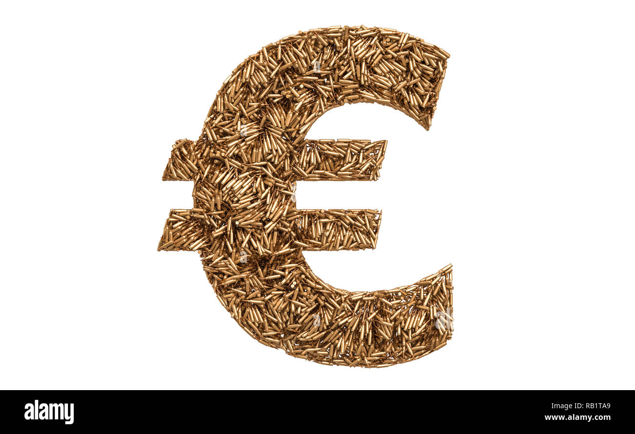 Symbole de l'euro des balles, rendu 3D isolé sur fond blanc Banque D'Images