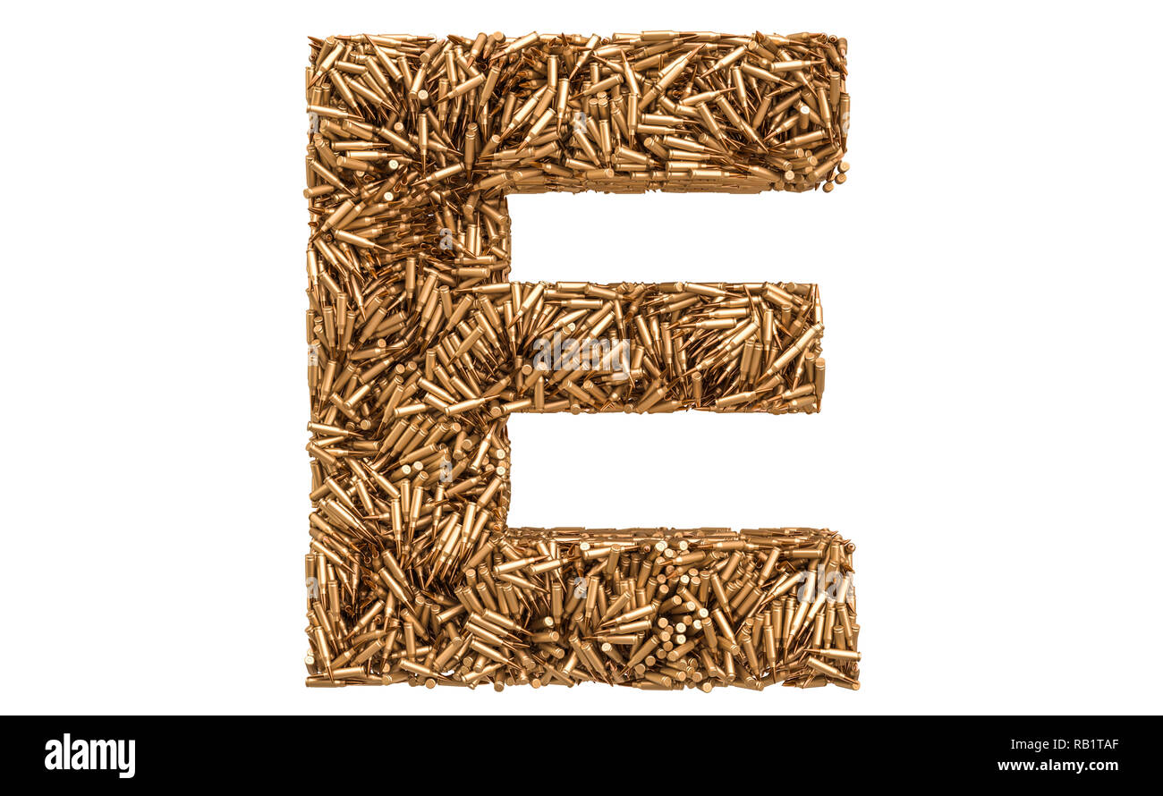 Lettre E des balles, rendu 3D isolé sur fond blanc Banque D'Images
