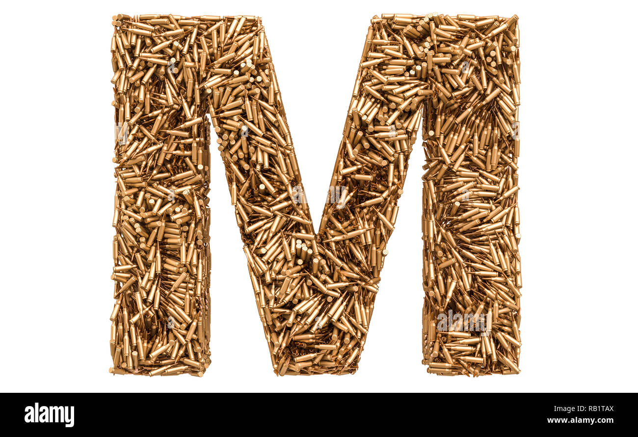 Lettre M de bullets, rendu 3D isolé sur fond blanc Banque D'Images