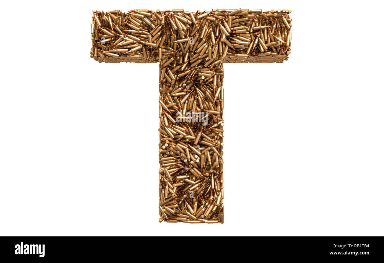 Lettre T des balles, rendu 3D isolé sur fond blanc Banque D'Images