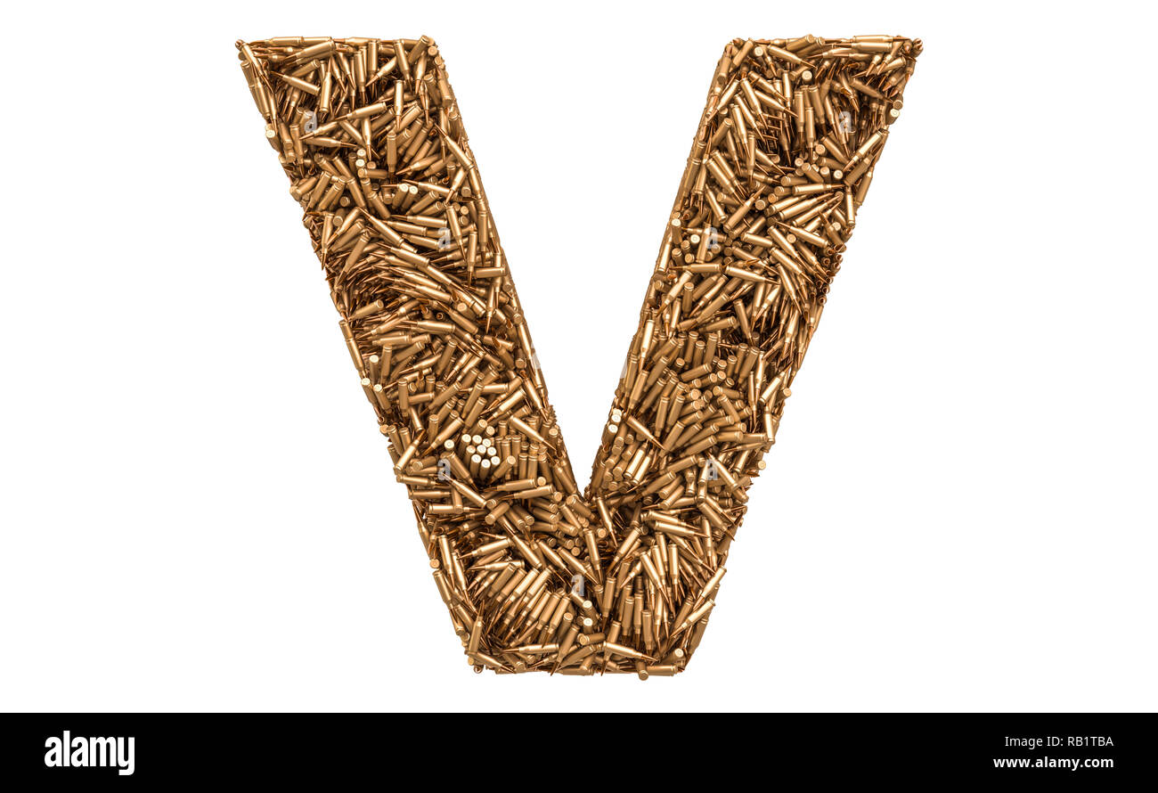 Lettre V des balles, rendu 3D isolé sur fond blanc Banque D'Images