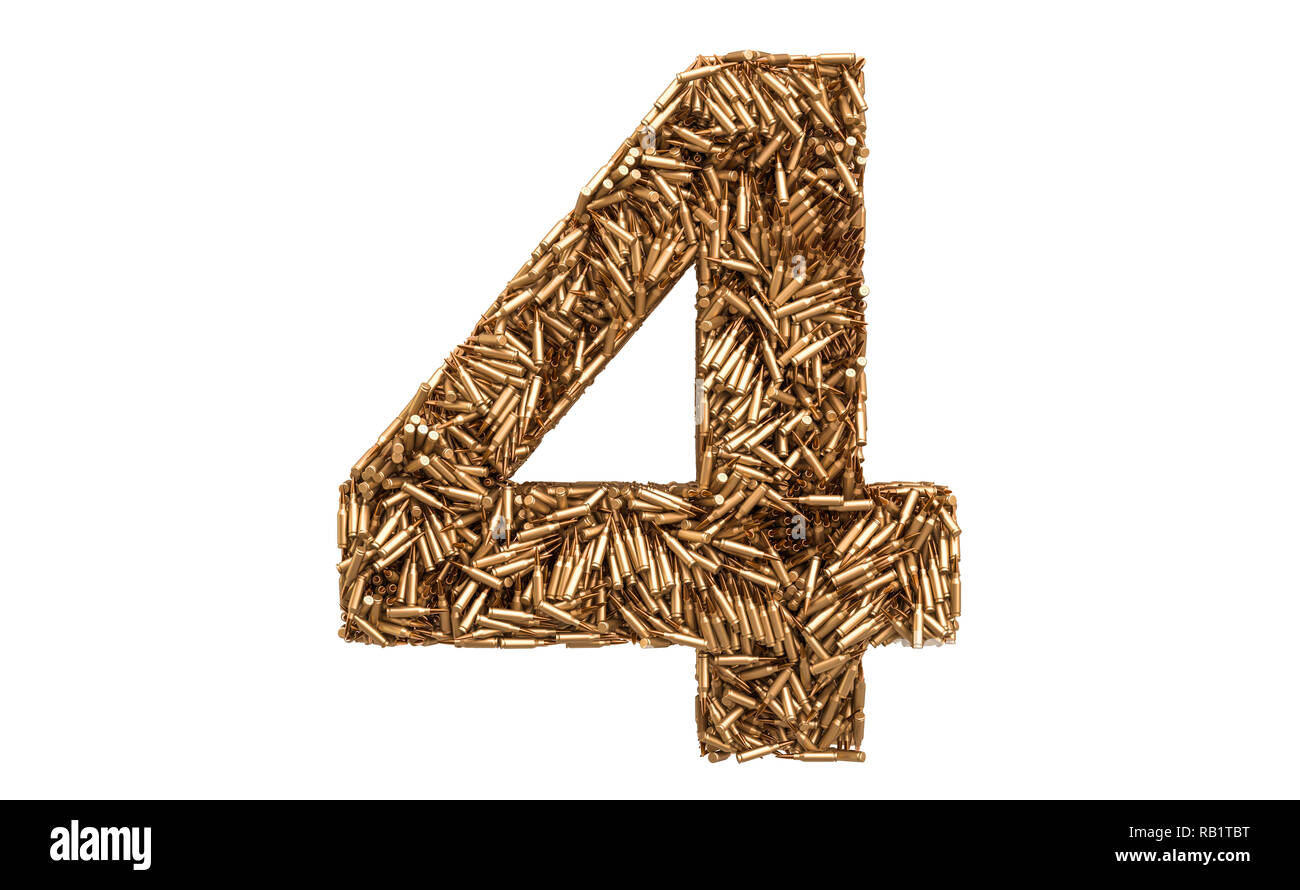 Numéro 4 des balles, rendu 3D isolé sur fond blanc Banque D'Images