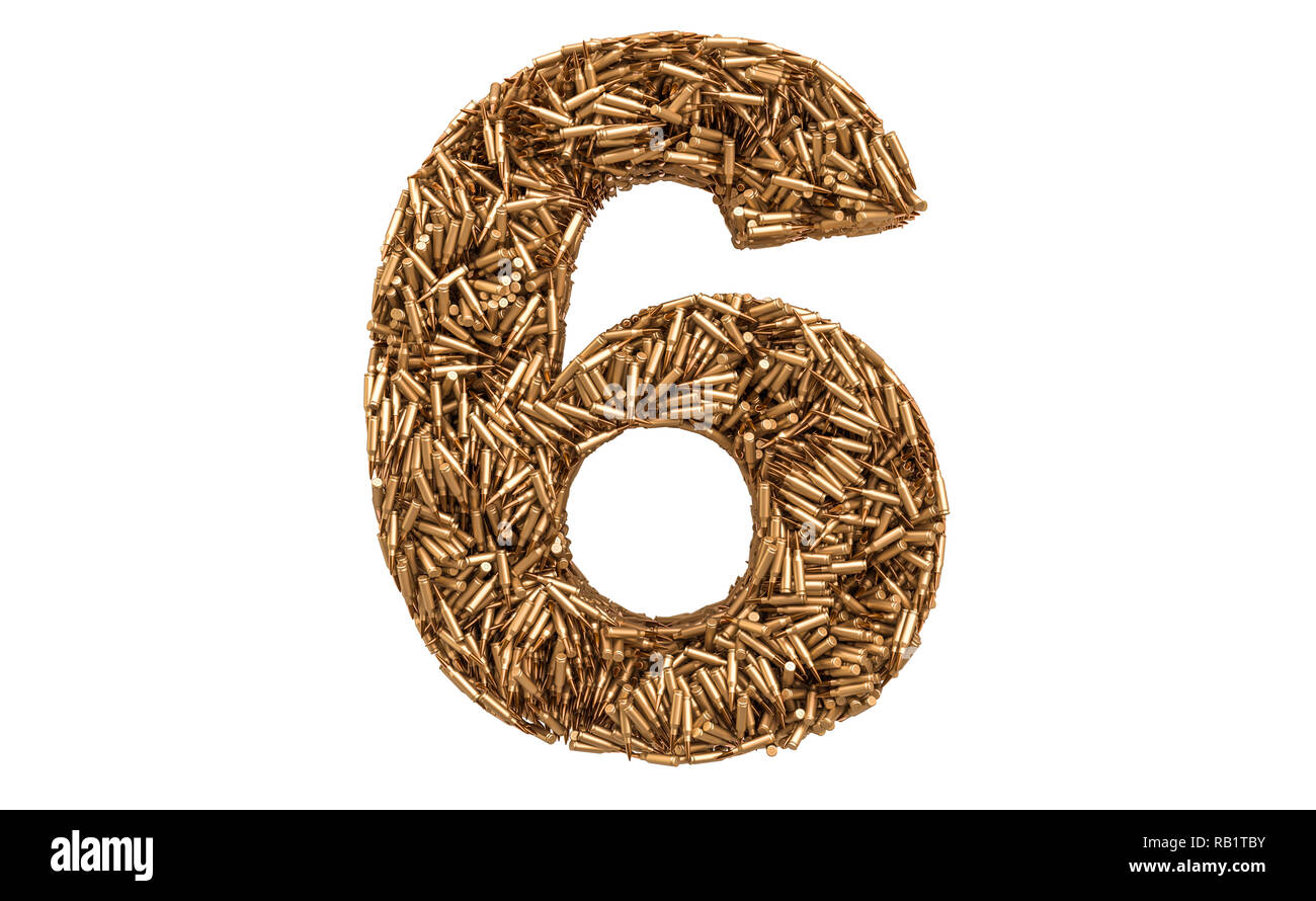 Numéro 6 des balles, rendu 3D isolé sur fond blanc Banque D'Images