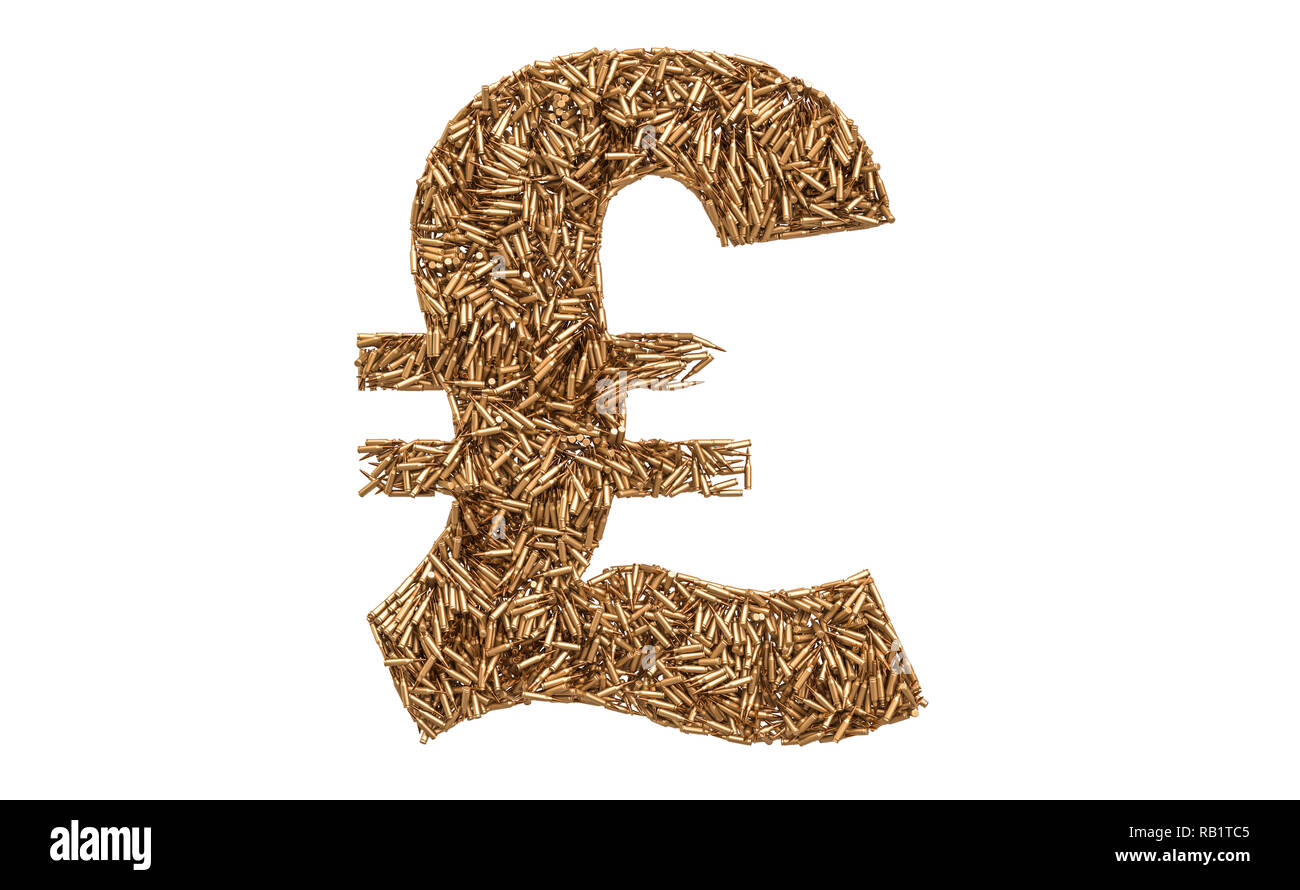 Symbole de la livre sterling des balles, rendu 3D isolé sur fond blanc Banque D'Images