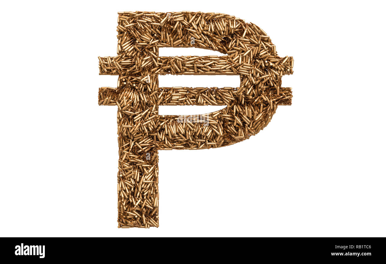 Ruble symbole à partir de balles, le rendu 3D isolé sur fond blanc Banque D'Images