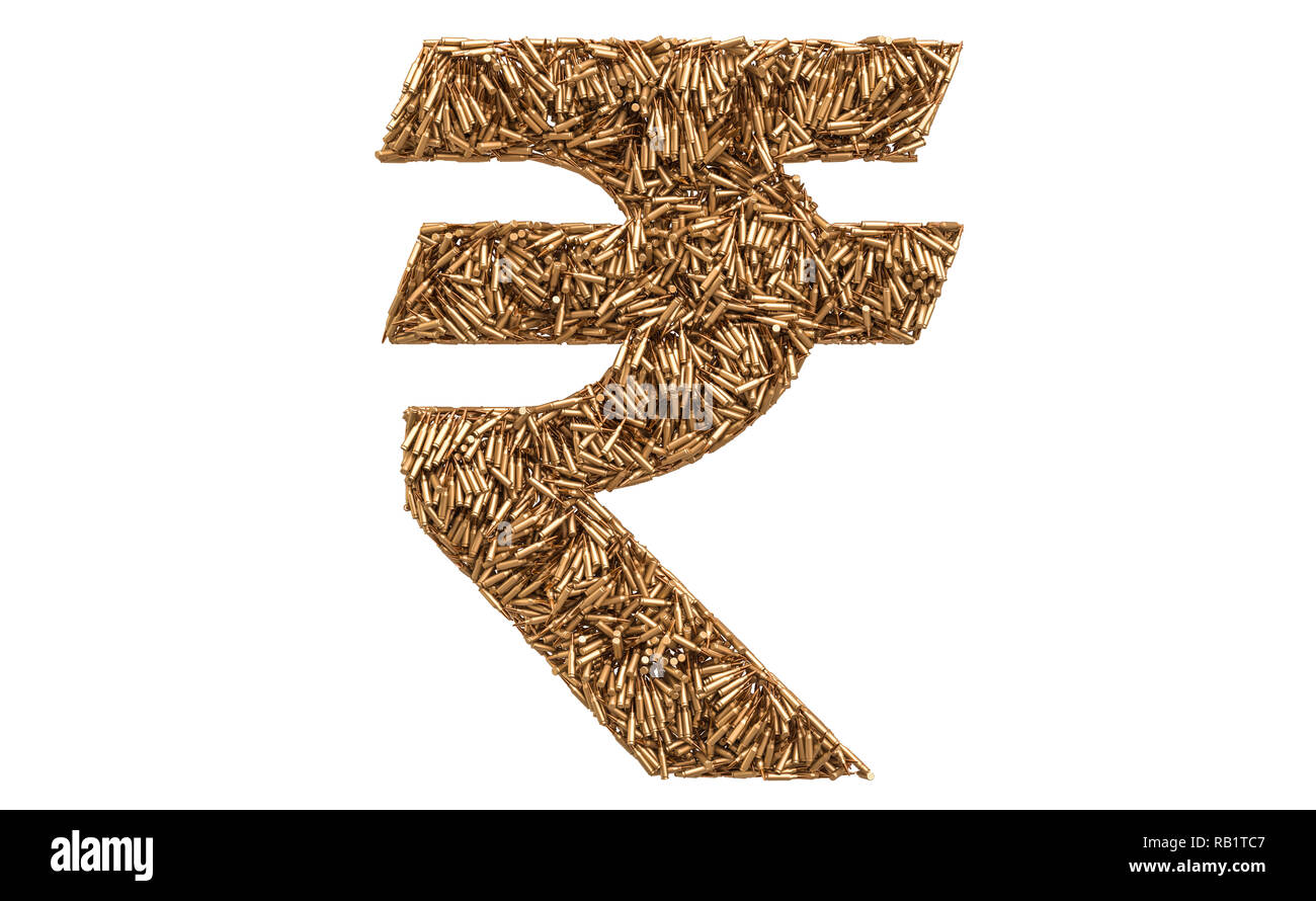 Rupee symbole à partir de puces, rendu 3D isolé sur fond blanc Banque D'Images