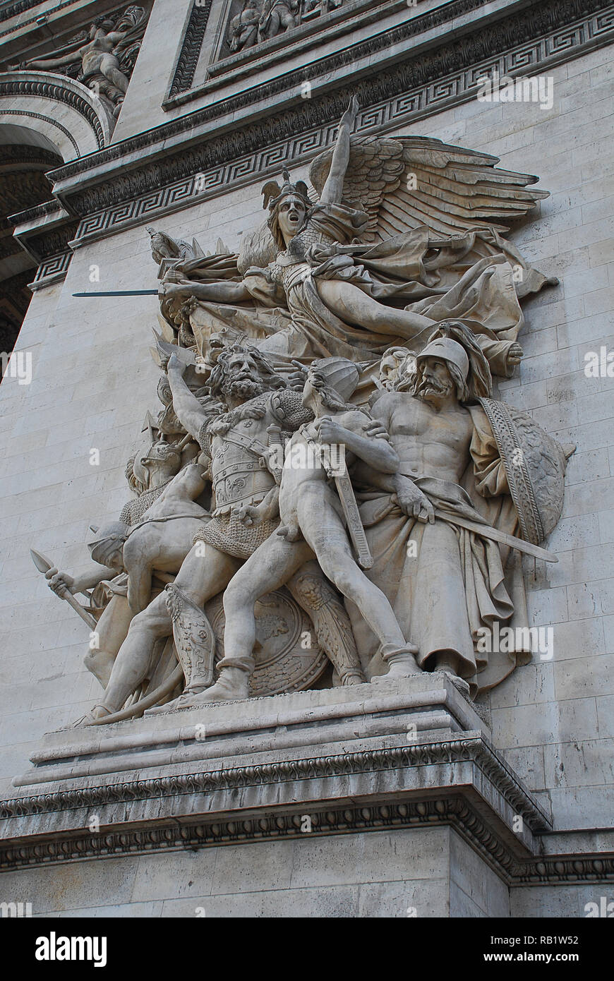 Arc de Triomphe, Paris : l'un des quatre principaux groupes sculpturaux sur chacun des piliers de l'Arc : Le départ de 1792 (ou la Marseillaise) Banque D'Images