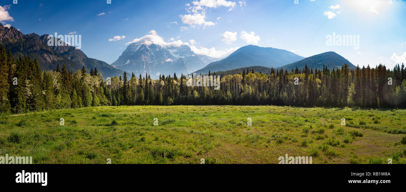 Le mont Robson dans le soleil du matin, British Columbia, Canada Banque D'Images