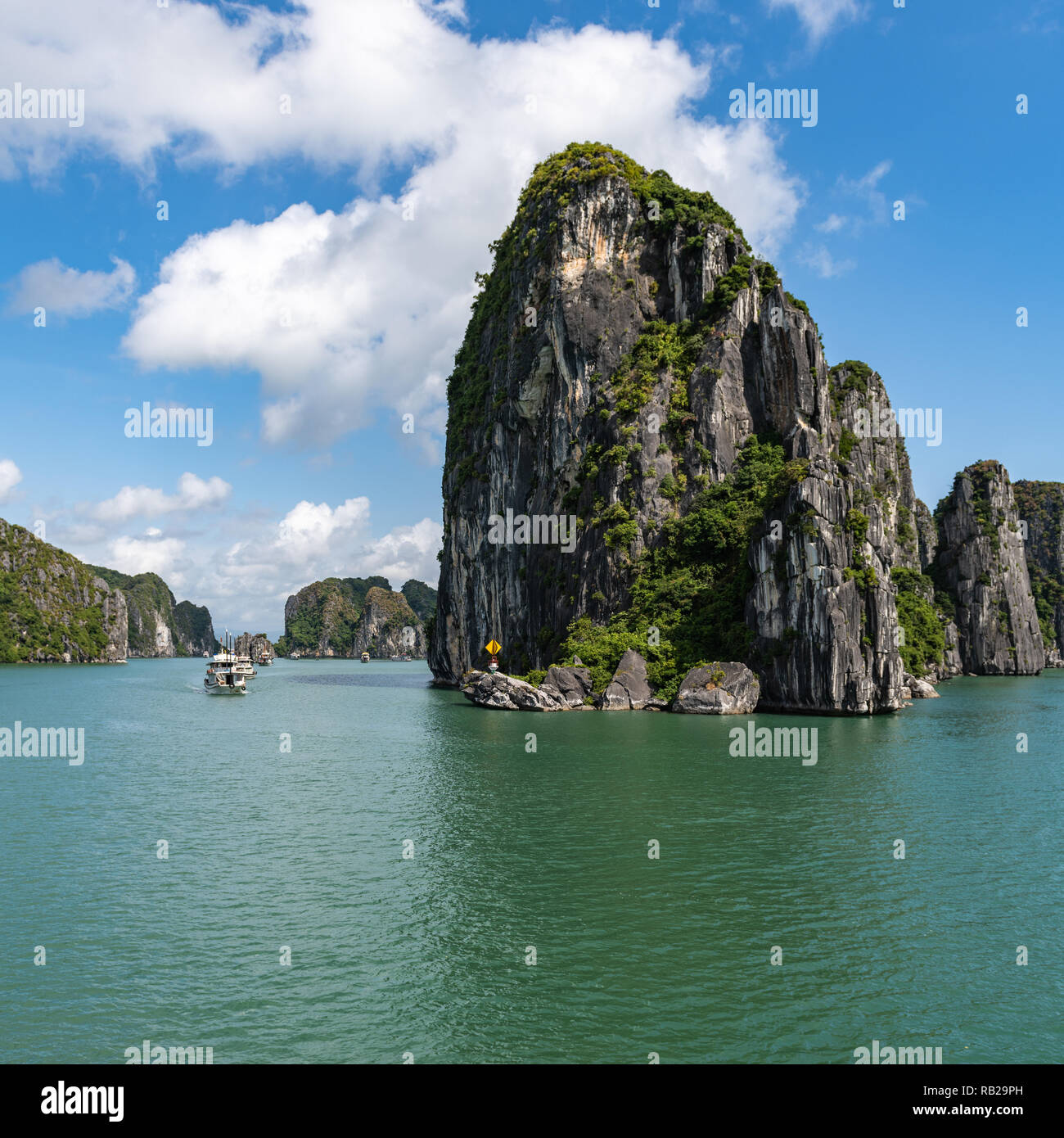 Les bateaux de croisière sur la baie d'Halong, Vietnam Banque D'Images