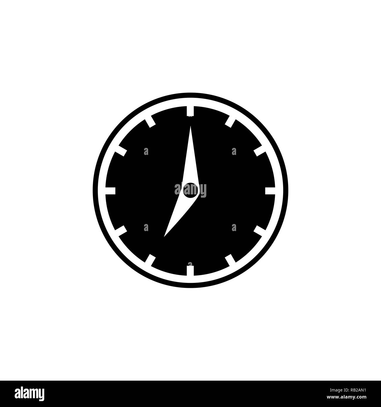 Icône de l'horloge. L'icône noir rempli, les flèches de l'horloge blanc Illustration de Vecteur