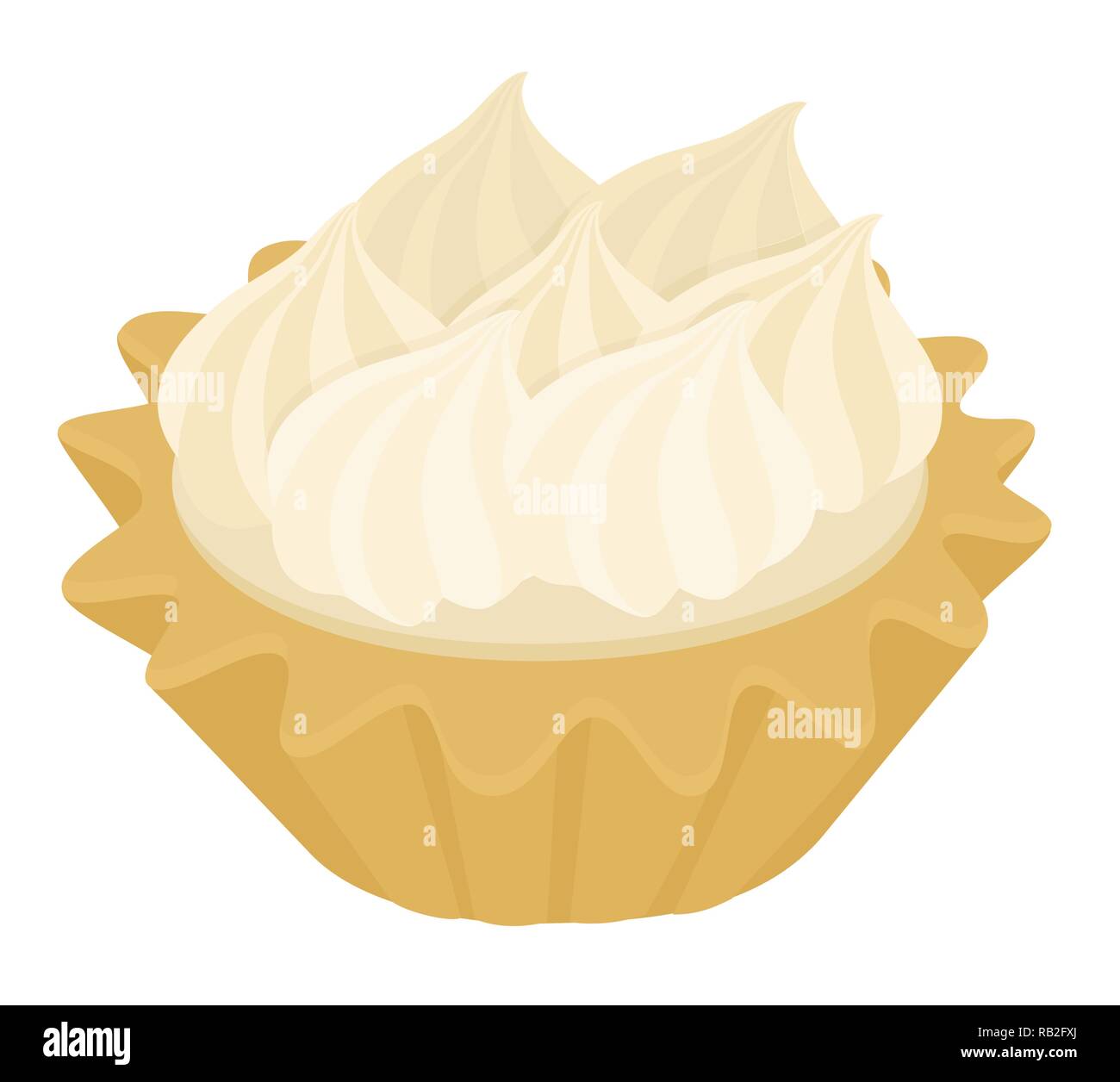 Tartelette désert gâteau à la meringue italienne et la crème de citron. Vector illustration sur fond blanc Illustration de Vecteur