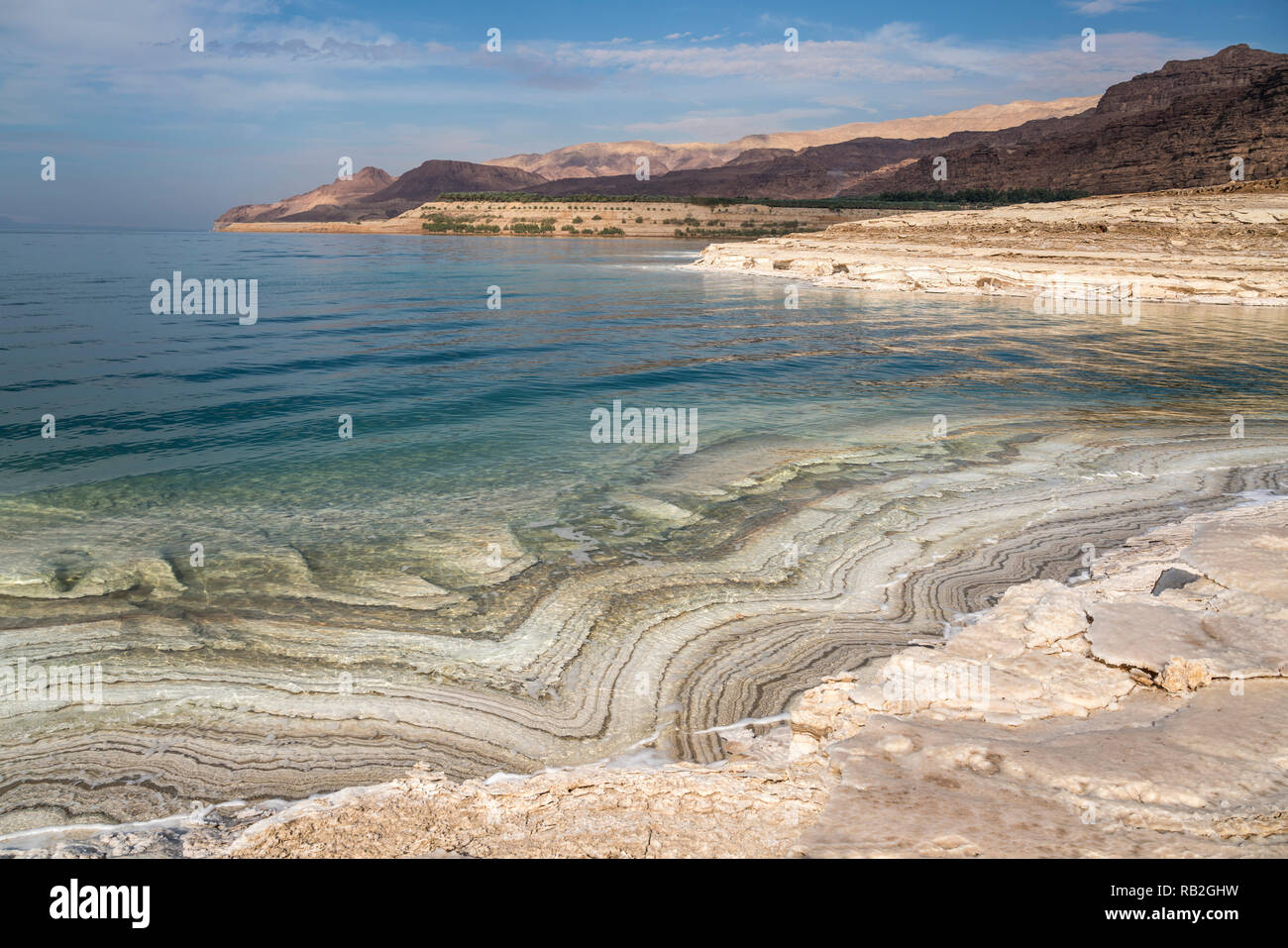 Salzablagerung Am Ufer des Toten Meer, Bosnien und her ..., Asien | Le sel des dépôts à la côte jordanienne de la Mer Morte, Jordanie, Asie Banque D'Images