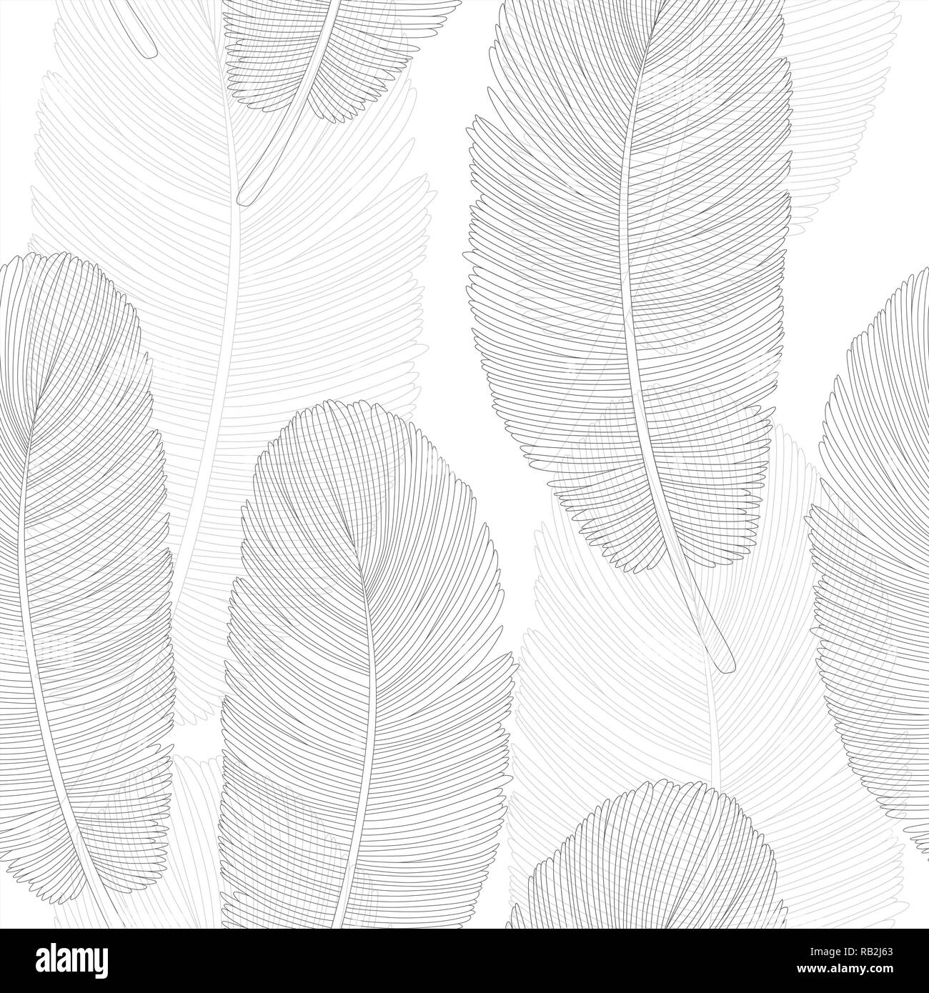 Chevauchement gris Motif Plumes Le Dessin des lignes Illustration de Vecteur