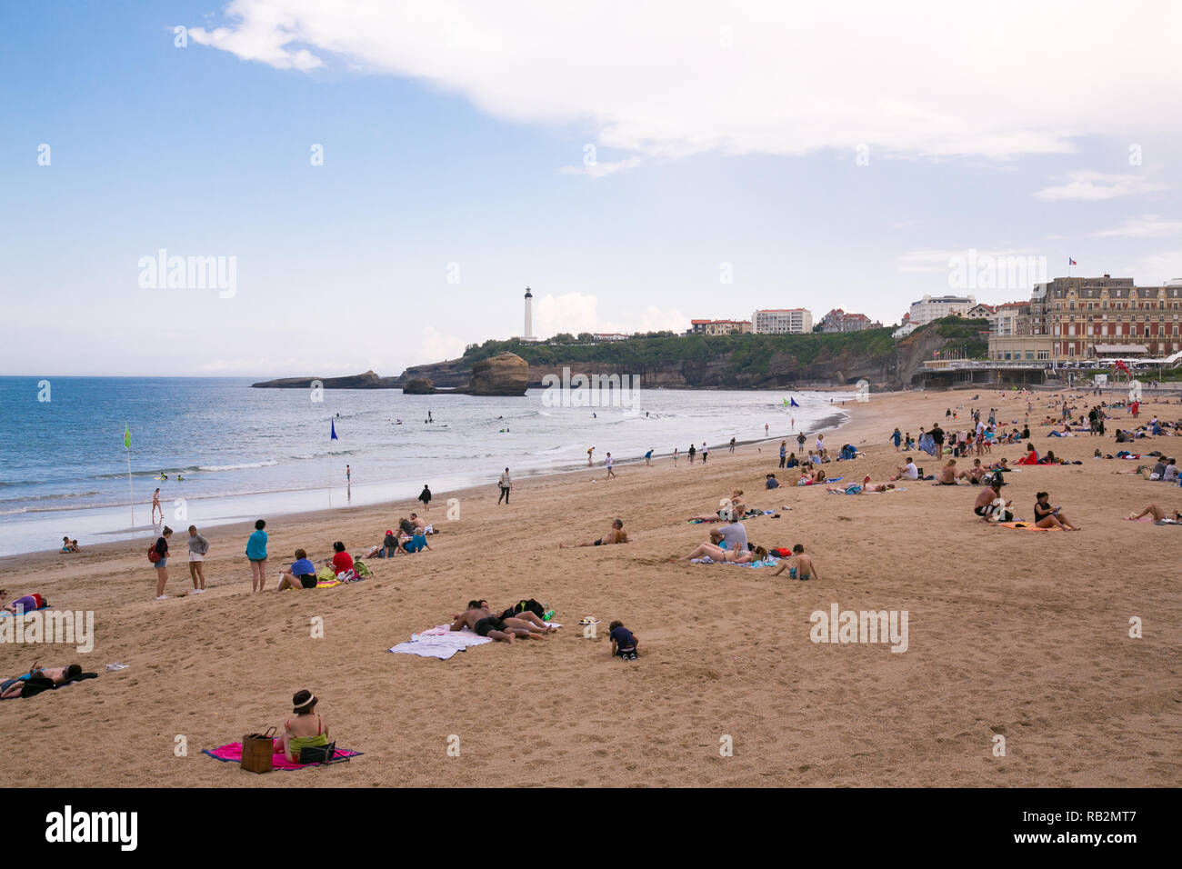 La plage de Biarritz, France. Banque D'Images