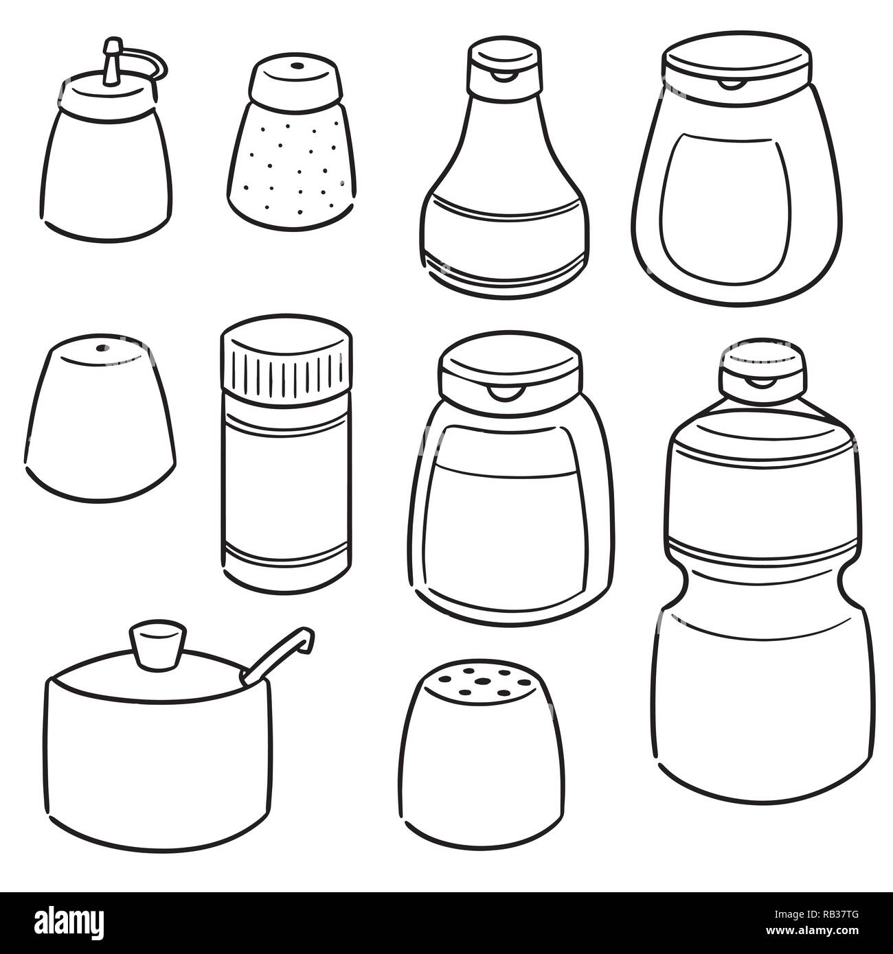 Vector set de bouteilles de condiments Illustration de Vecteur