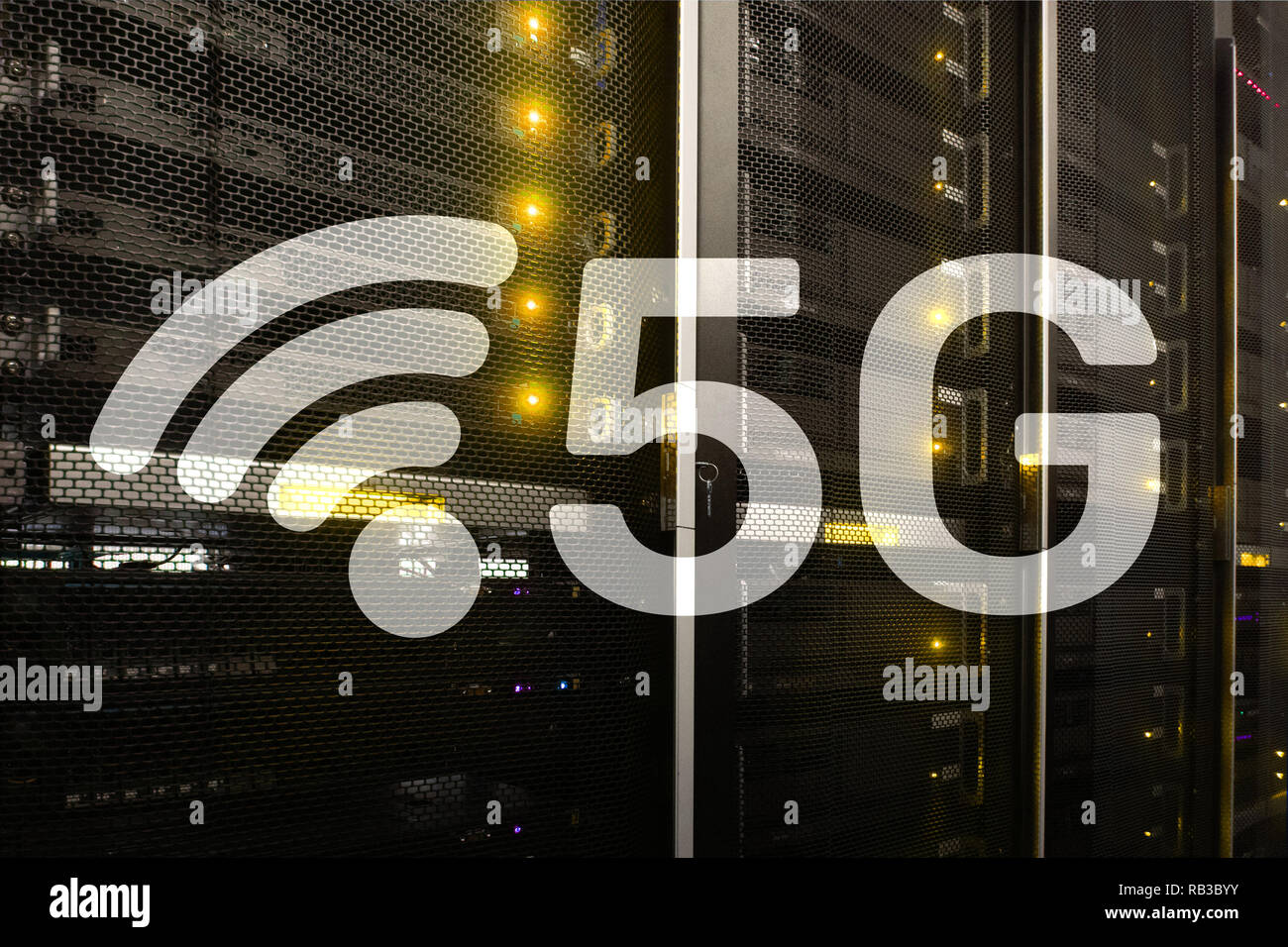 5G La connexion internet sans fil rapide des technologies mobiles de communication concept. Banque D'Images
