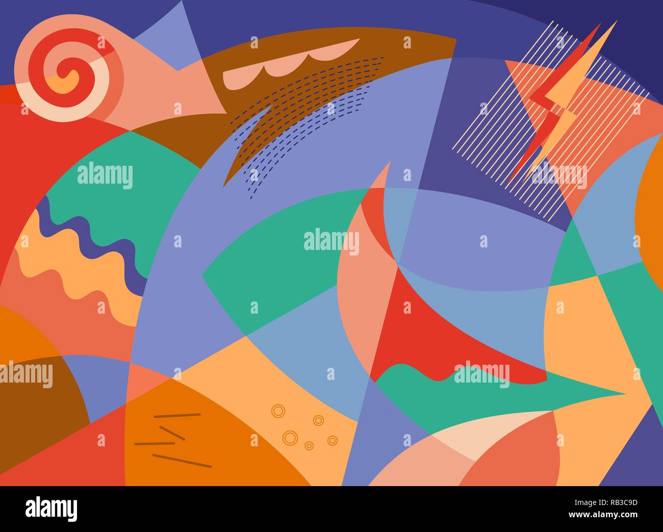 Composition abstraite de la mer dans la tempête avec le vent et la pluie Illustration de Vecteur