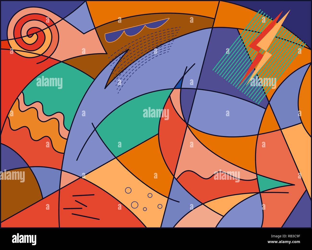Composition abstraite de la mer dans la tempête avec le vent et la pluie Illustration de Vecteur