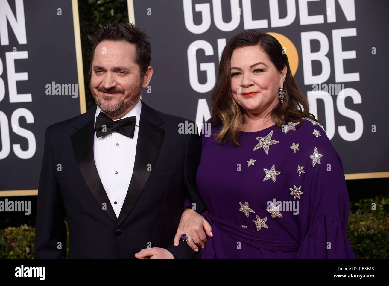 Golden Globe prête-nom Melissa McCarthy et Ben Falcone assister à la 76e Golden Globe Awards au Beverly Hilton de Los Angeles, CA le dimanche, Janvier 6, 2019. Banque D'Images