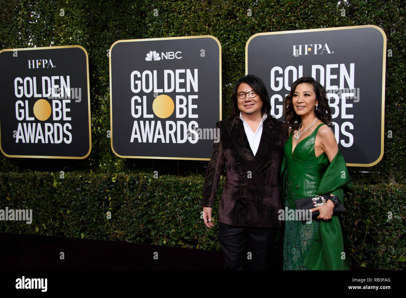 Kevin Kwan et Michelle Yeoh assister à la 76e Golden Globe Awards au Beverly Hilton de Los Angeles, CA le dimanche, Janvier 6, 2019. Banque D'Images