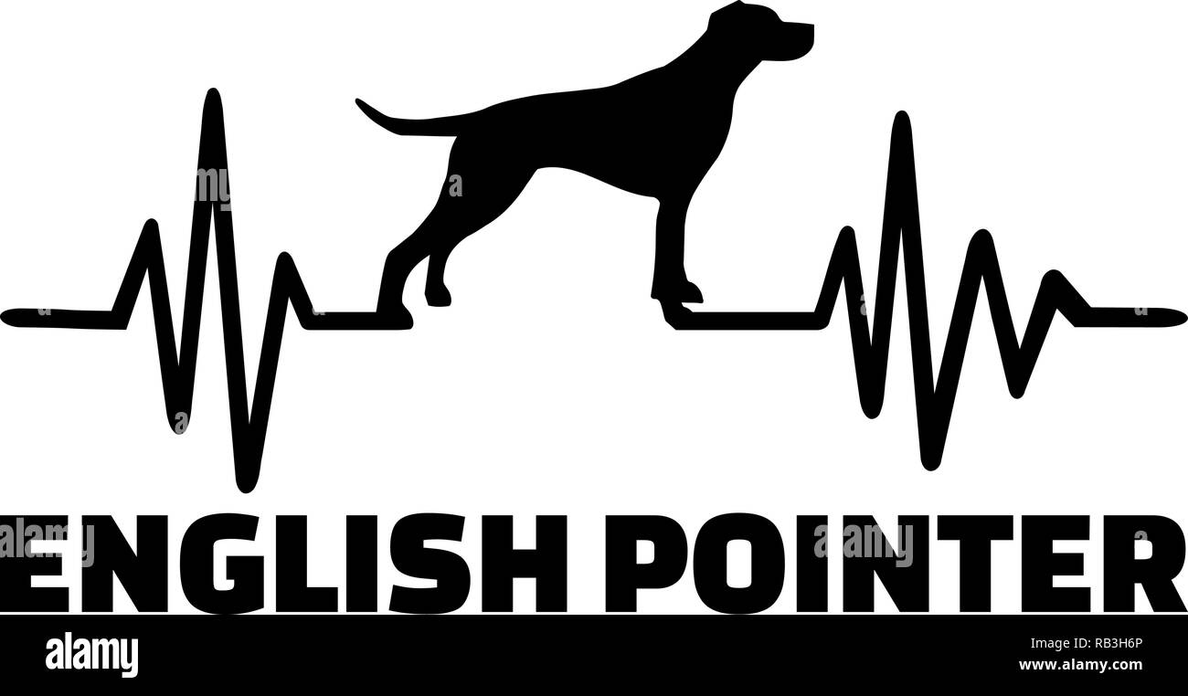 Impulsion de signal de ligne avec silhouette de chien Pointer Anglais Illustration de Vecteur