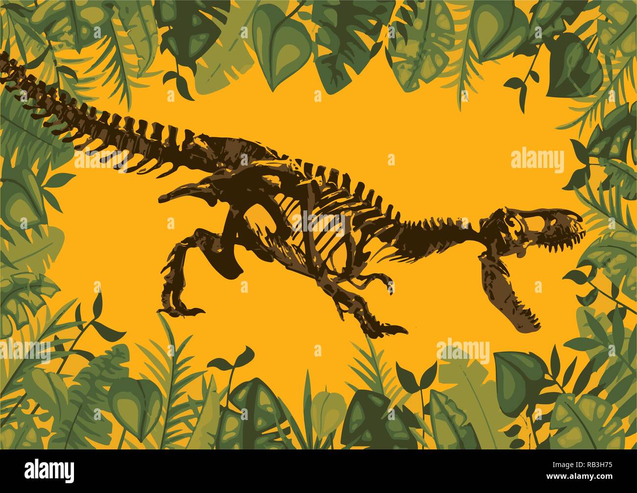 Ancien squelette de dinosaure fossile. Télévision cartoon illustration vectorielle Illustration de Vecteur