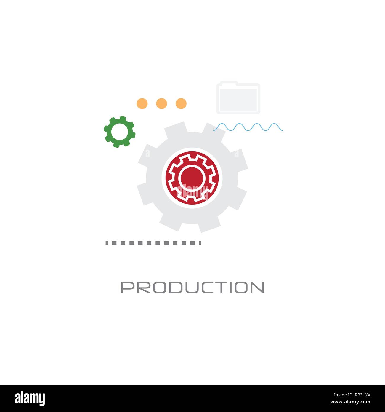 La production de l'industrie la roue dentée de l'entreprise concept processus isolé style plat Illustration de Vecteur