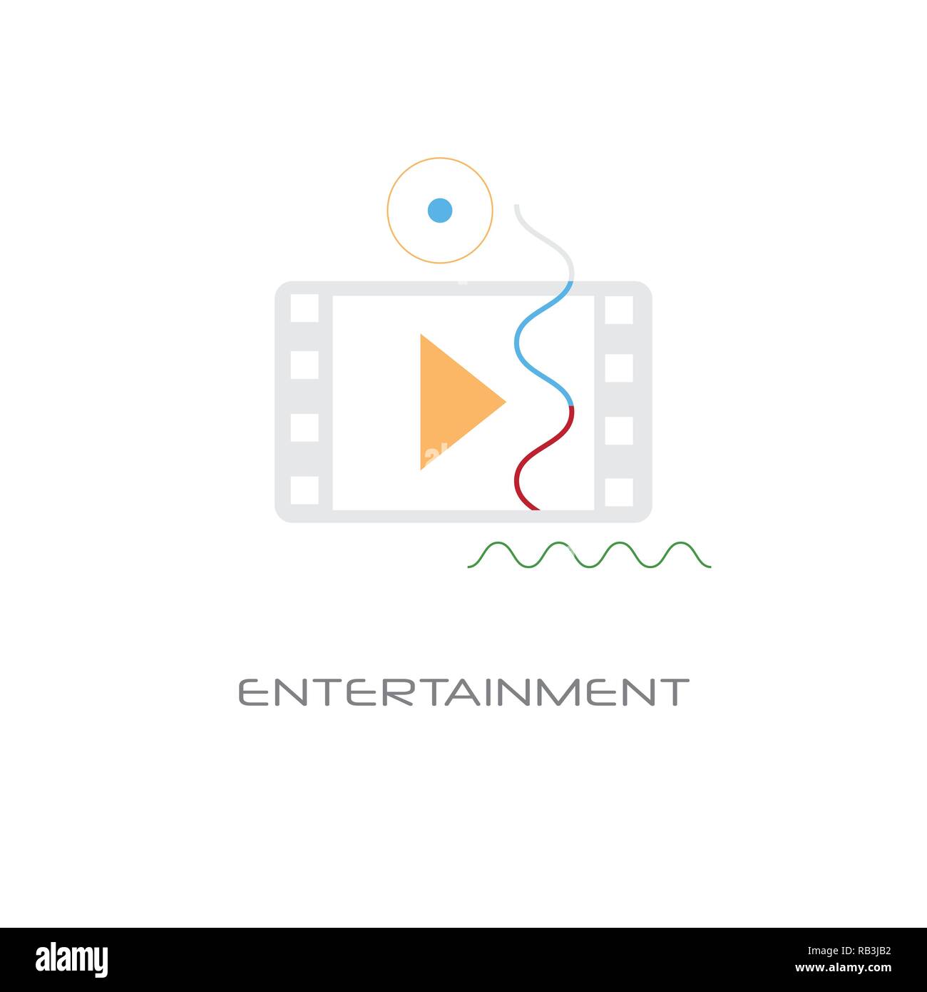 Application multimédia de divertissement vidéo concept line isolé de style Illustration de Vecteur