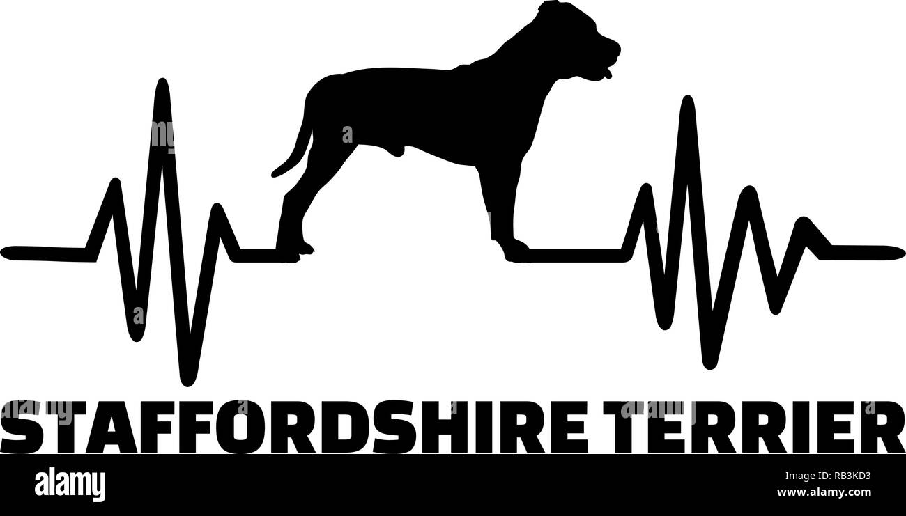 Staffordshire Bull Terrier heartbeat avec ossature Illustration de Vecteur