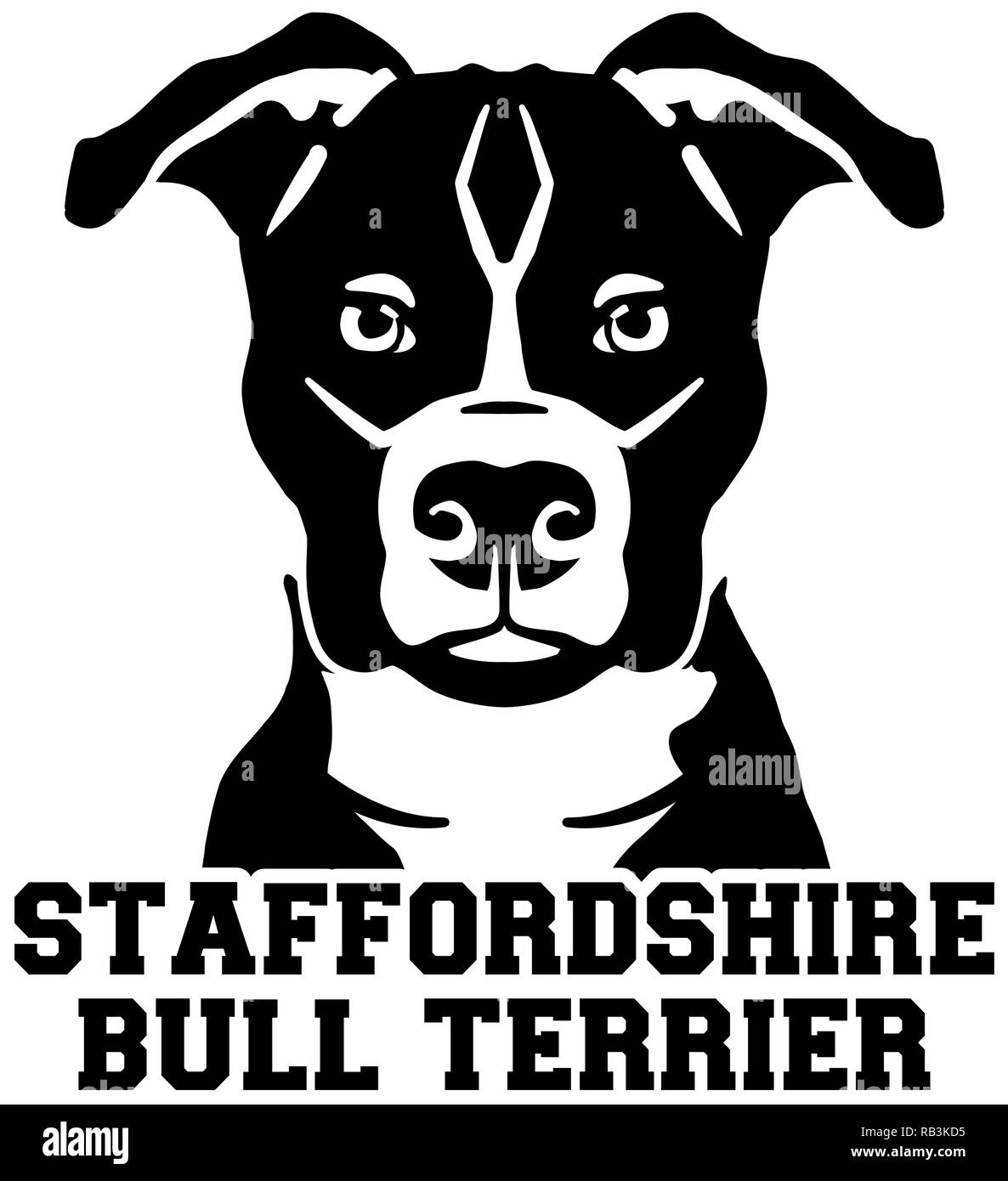 Staffordshire Bull Terrier noir tête avec nom Illustration de Vecteur