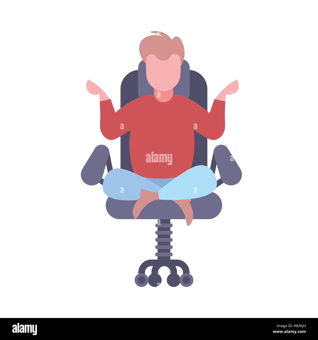 Businessman sitting in lotus chaise de bureau d'affaires calme détente homme travail méditation stress relief concept homme personnage isolé plat Illustration de Vecteur