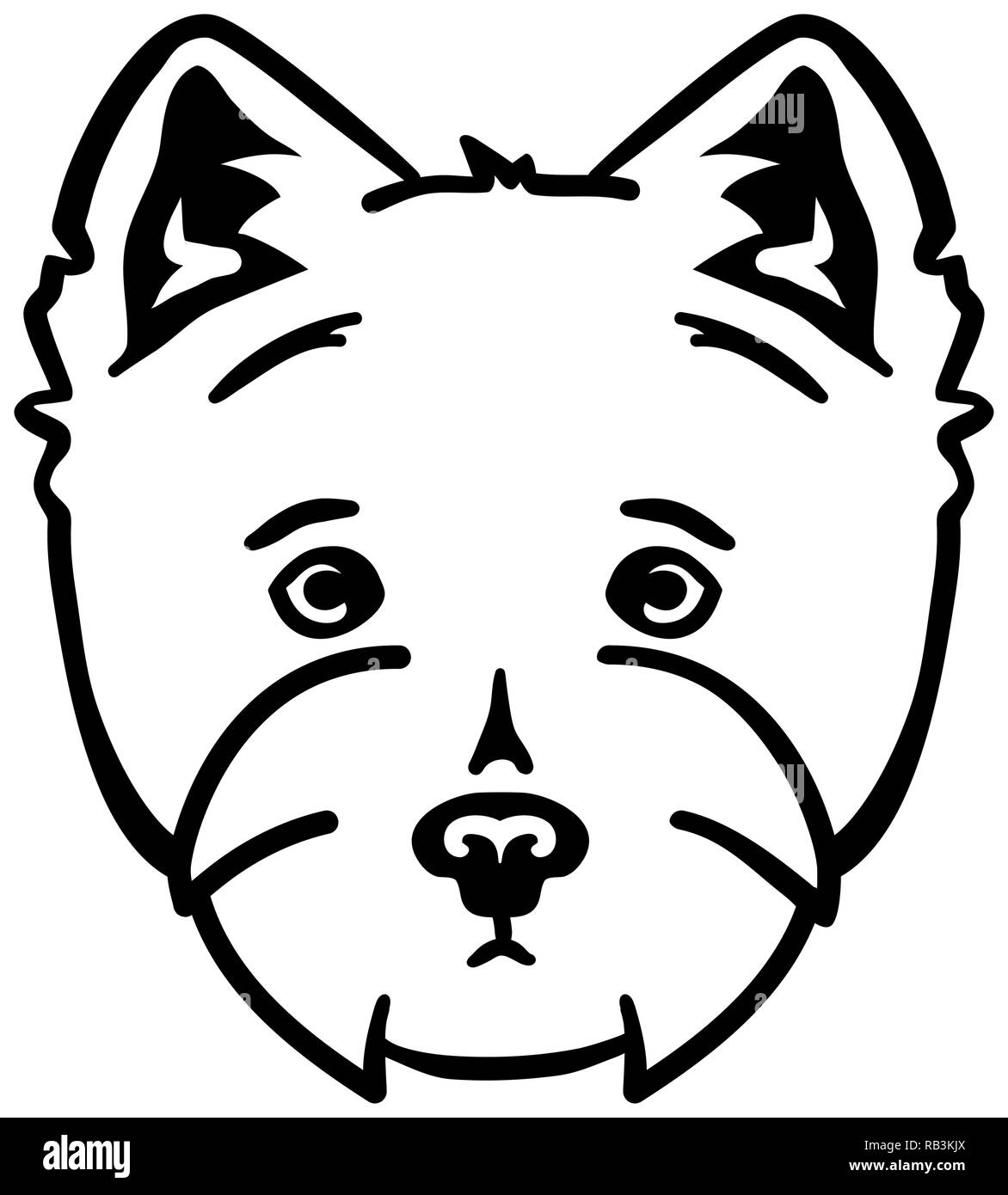 Westie noir et blanc de la tête Illustration de Vecteur