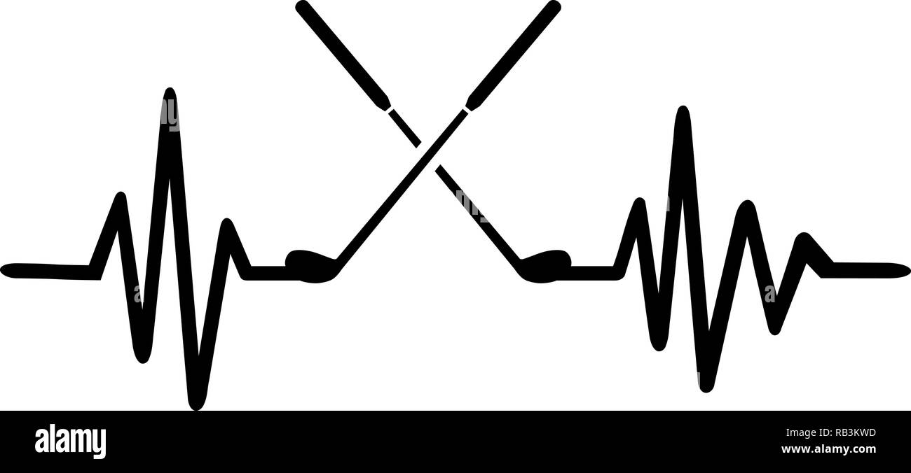 Impulsion de signal de ligne avec deux clubs de golf Illustration de Vecteur