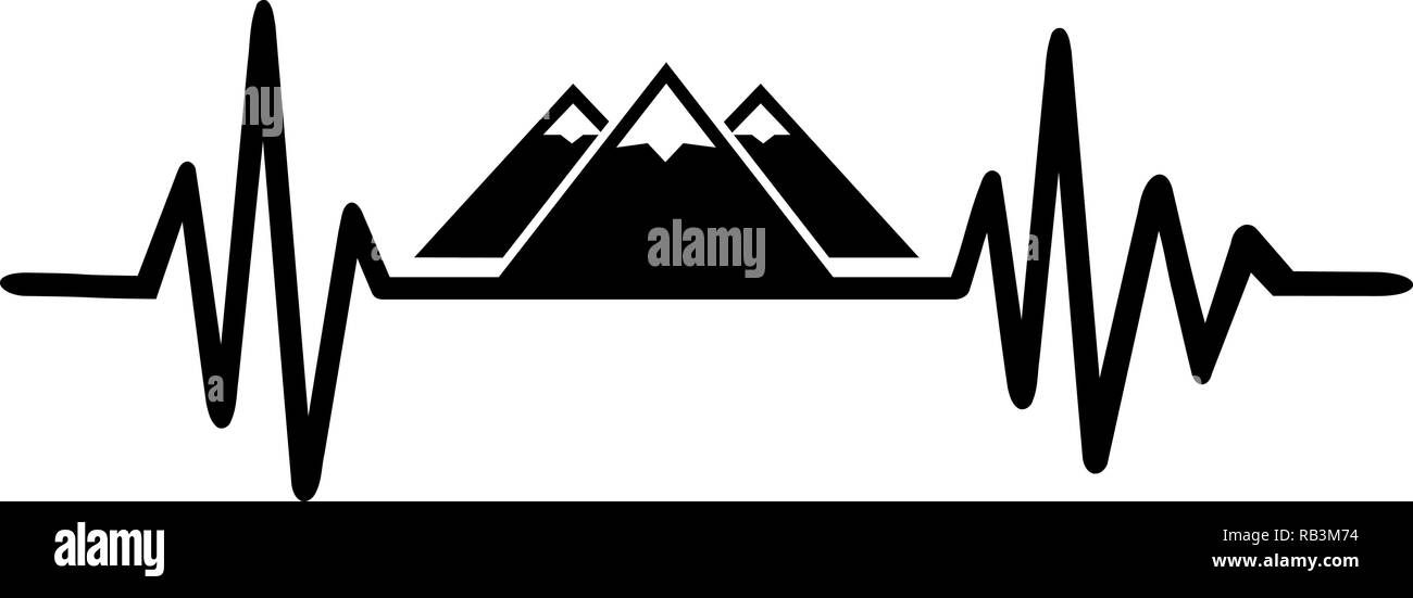 La ligne d'impulsion de signal avec des montagnes Illustration de Vecteur