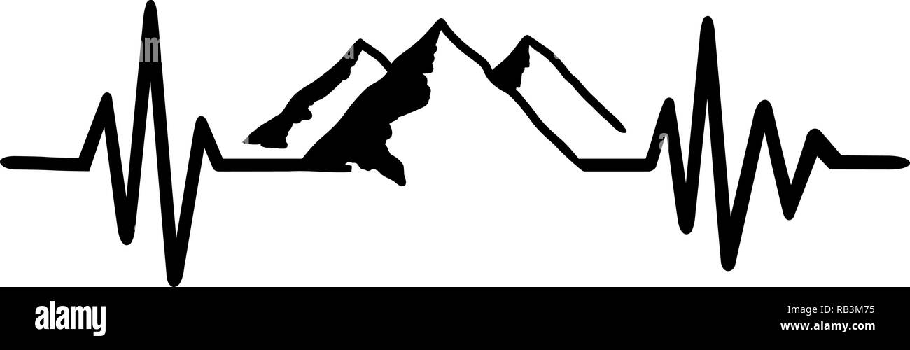 La ligne d'impulsion de signal avec des montagnes Illustration de Vecteur