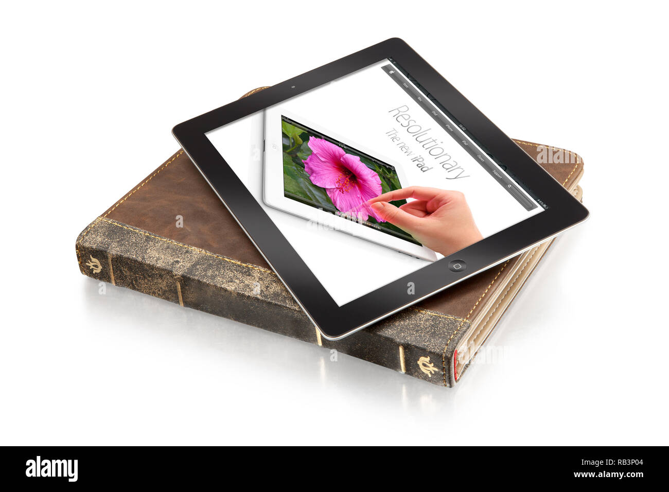 Sur ipad en cuir avec clipping path Banque D'Images