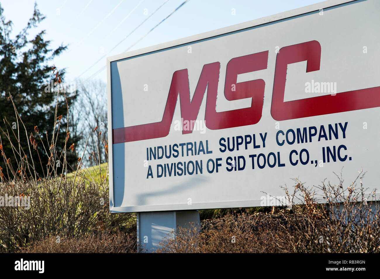 Un logo affiche à l'extérieur d'un établissement occupé par MSC Industrial Supply à Jonestown, Indiana, le 29 décembre 2018. Banque D'Images