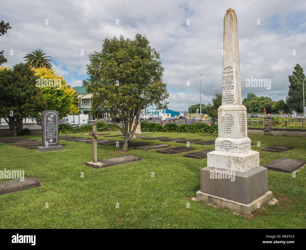 Mémorial aux soldats britanniques tués dans la bataille de Rangiriri, guerre Maori et les premiers colons cimetière, Rangiriri, Waikato, Nouvelle-Zélande Banque D'Images